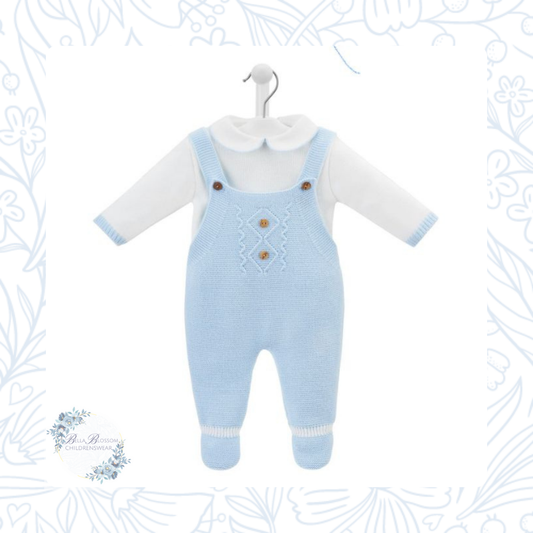 Blue Knitted Dungaree and Top Set