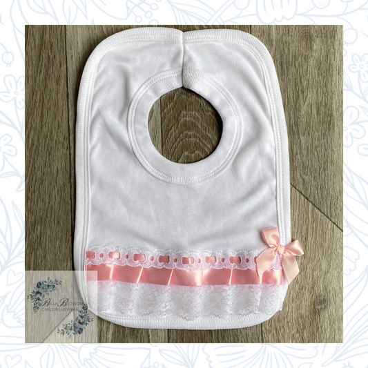 Baby Girls Pink Bib Ribbon Detail