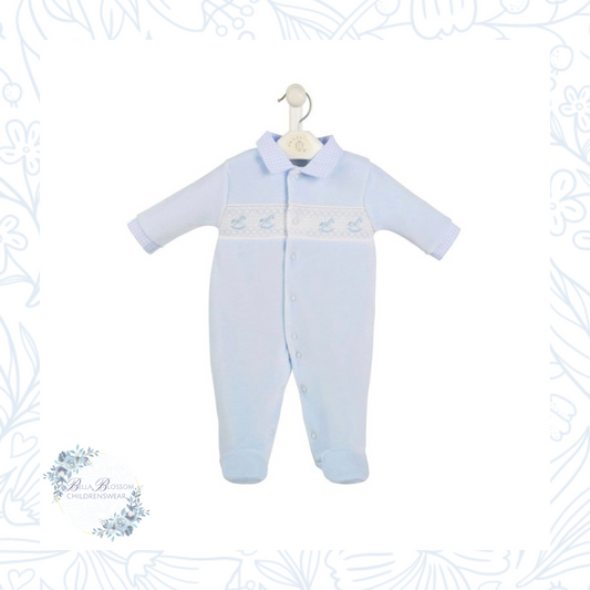 Rocking Horse Smocked Velour Romper